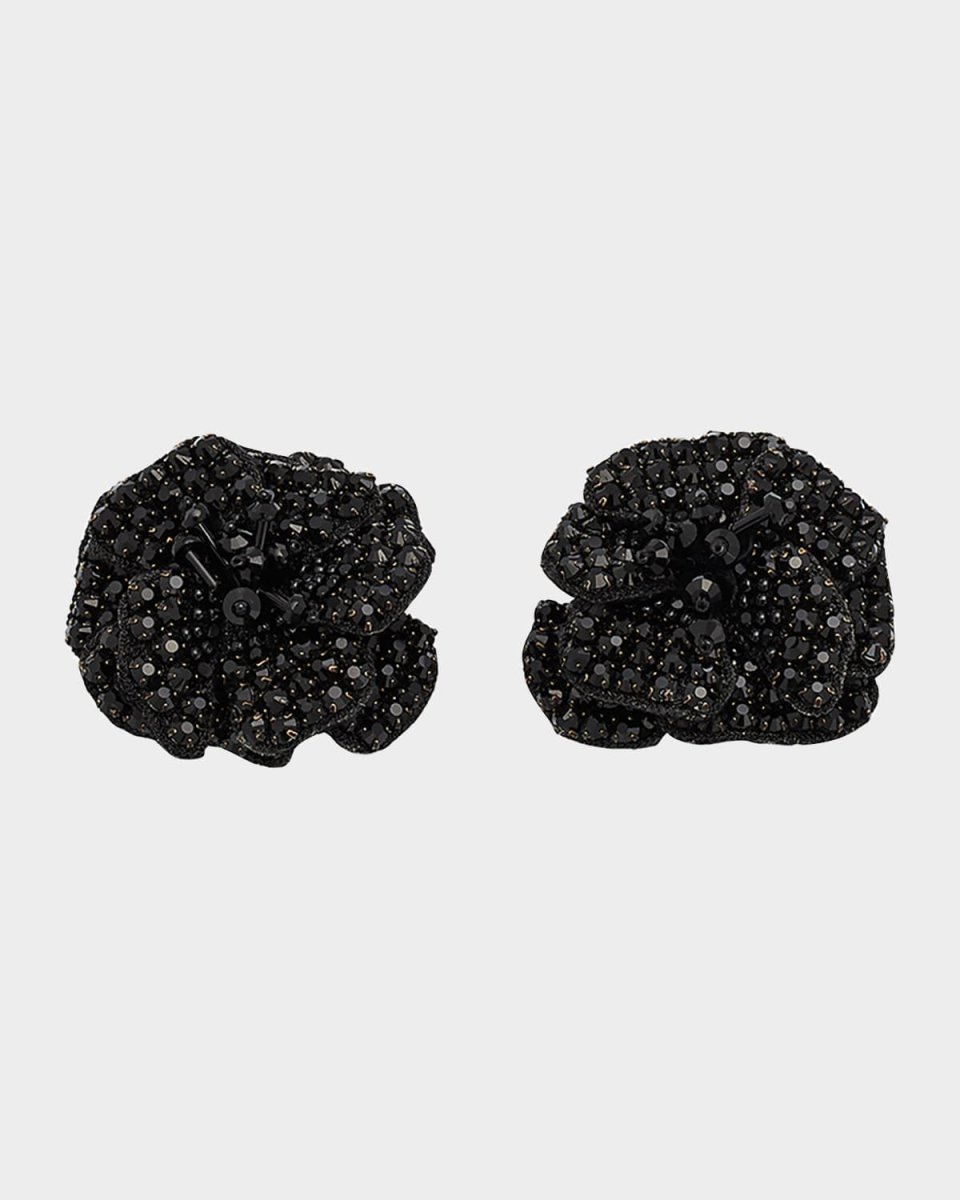 Bejewled Fabric Flower Earrings